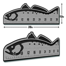 Load image into Gallery viewer, Marine EVA Trout Fish Ruler Mat Pad Stick On Fly Fishing 12&quot;/24&quot;/36&quot; Grey Over Black 6mm
