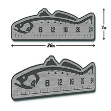 Load image into Gallery viewer, Marine EVA Trout Fish Ruler Mat Pad Stick On Fly Fishing 12&quot;/24&quot;/36&quot; Grey Over Black 6mm
