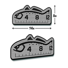 Load image into Gallery viewer, Marine EVA Trout Fish Ruler Mat Pad Stick On Fly Fishing 12&quot;/24&quot;/36&quot; Grey Over Black 6mm
